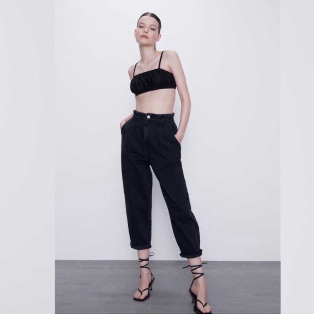 Zara paper bag high waisted baggy jean